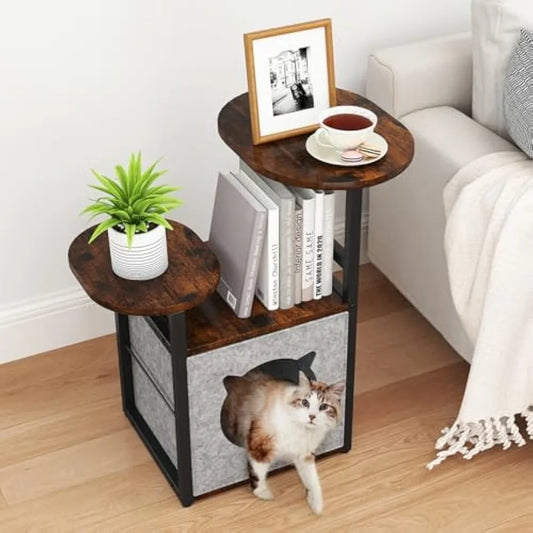 Small Bedside Table with Removable Cat Condo