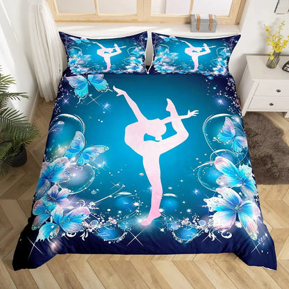 Gymnastics Duvet Cover for Kids Teens Girls Queen Lightweight Quilt Covers