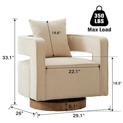 Upholstered Swivel Accent Chair Set of 2 Linen Open Back