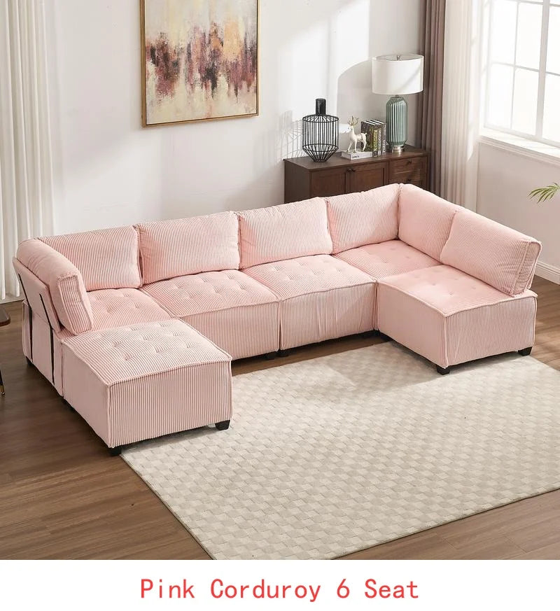 Modular Sectional Sofa U-Shaped Couch with Reversible Chaise, 6-Seat