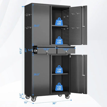 Portable 2-Drawer Metal Storage Cabinet W / Adjustable Shelves, Lockable