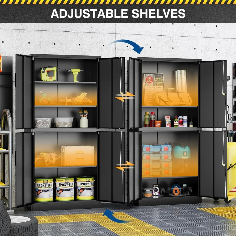 71” Metal Storage Cabinet-Lockable Garage Tool Cabinets W / Doors and Shelves