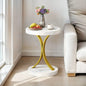Round End Tables Side Table with Faux Marble Top