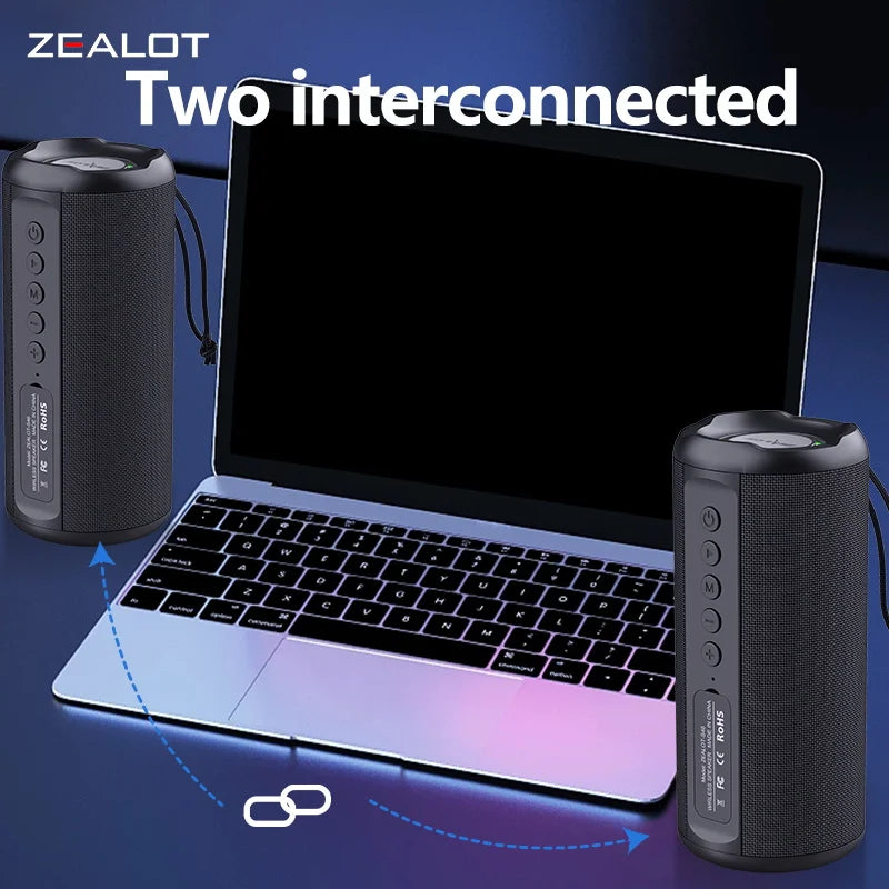 Portable 10W Wireless Speaker with Dual Pairing 1800mAh Battery 24 Hours Playtime Loud Stereo Booming Bass