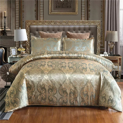 Luxury Satin Jacquard Single Double Duvet Cover Set High End European Wedding