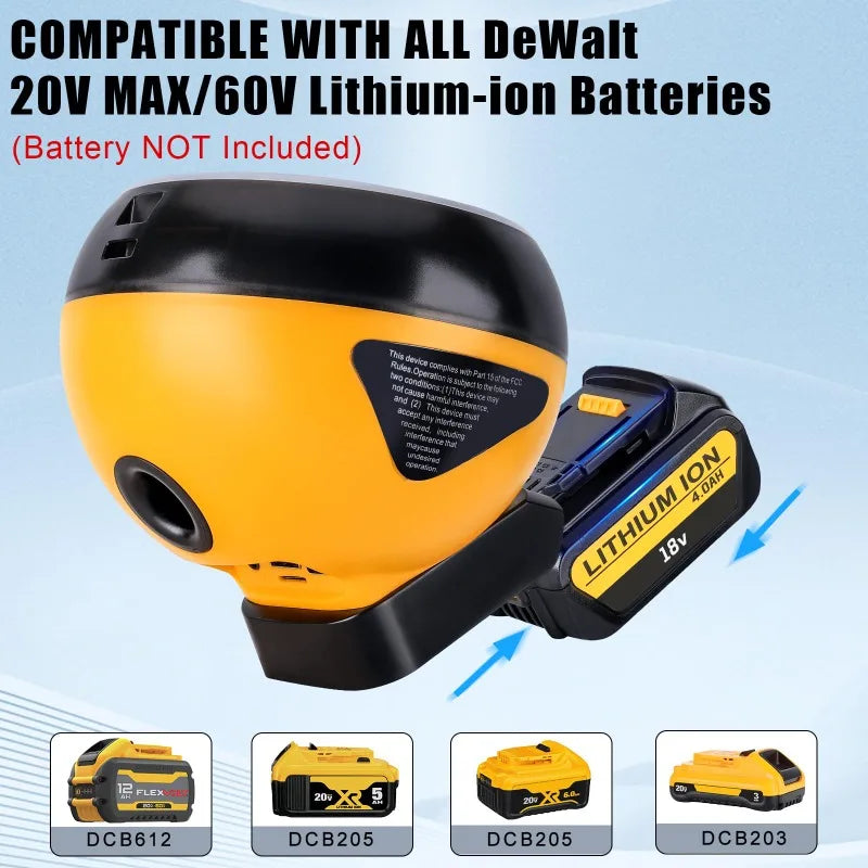 Portable Wireless Speaker for Makita/DeWalt/Milwaukee/Bosch 18V-20V Battery Supports Bluetooth 5.3 High-Definition Sound Quality