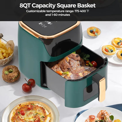 8QT Large Air Fryer W / Compact Design for Family Meals