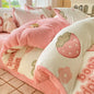 Cute Cartoon Strawberry Pattern Printed Bed Sheet Four Piece Set Machine Washable