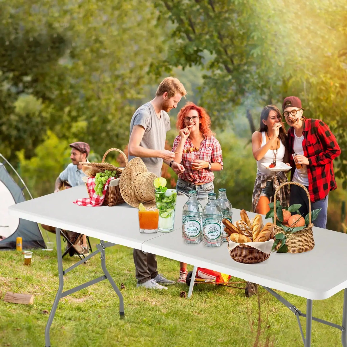 4FT/6FT Plastic Folding Table, Shooting Table, HDPE Portable Picnic Table Outdoor, For Camping, Party, Wedding, Picnic