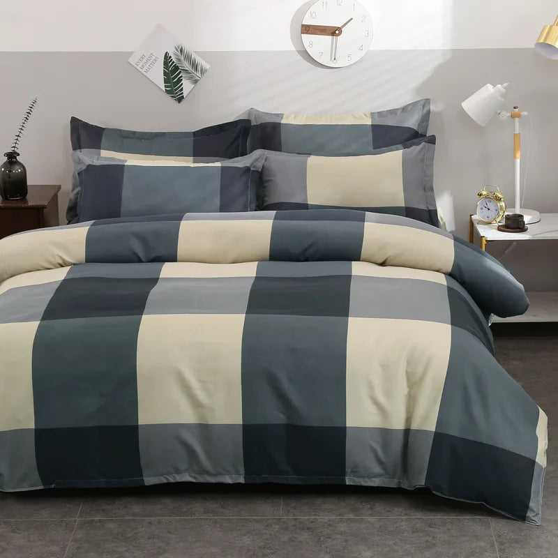 3 Pieces Luxury Striped Duvet Covers Soft Set Thickened Breathable Bedding Sets