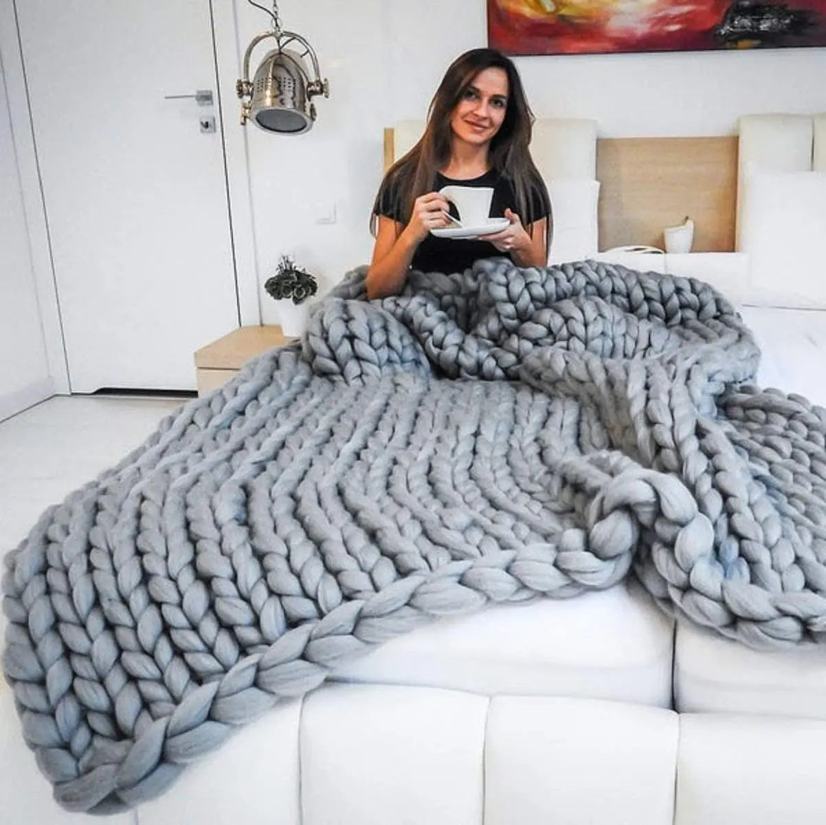 Handmade Chunky Knit Blanket Large