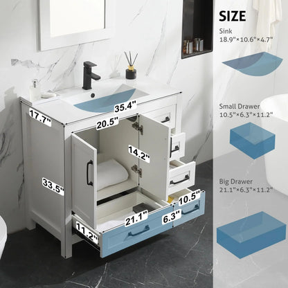 18" Modern Bathroom Furniture Wash Vanity Storage Cabinet
