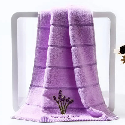 High Quality Bath Towel Cotton Embroidery Lavender Aromatherapy