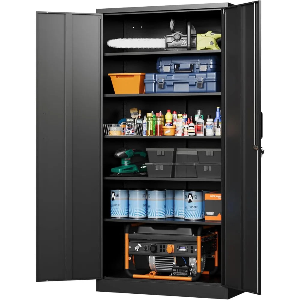 Metal Storage Cabinets W / Lock Doors Adjustable Layers Shelves