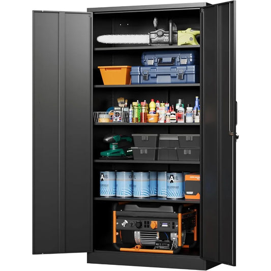 Metal Storage Cabinets W / Lock Doors Adjustable Layers Shelves