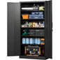 Metal Storage Cabinets W / Lock Doors Adjustable Layers Shelves