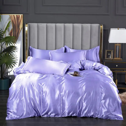 3-Pieces Silky Satin Duvet Cover Set Queen Size Soft Smooth Durable Comforter