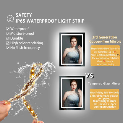 Lighted Bathroom Mirror w/ Bluetooth Speaker Smart