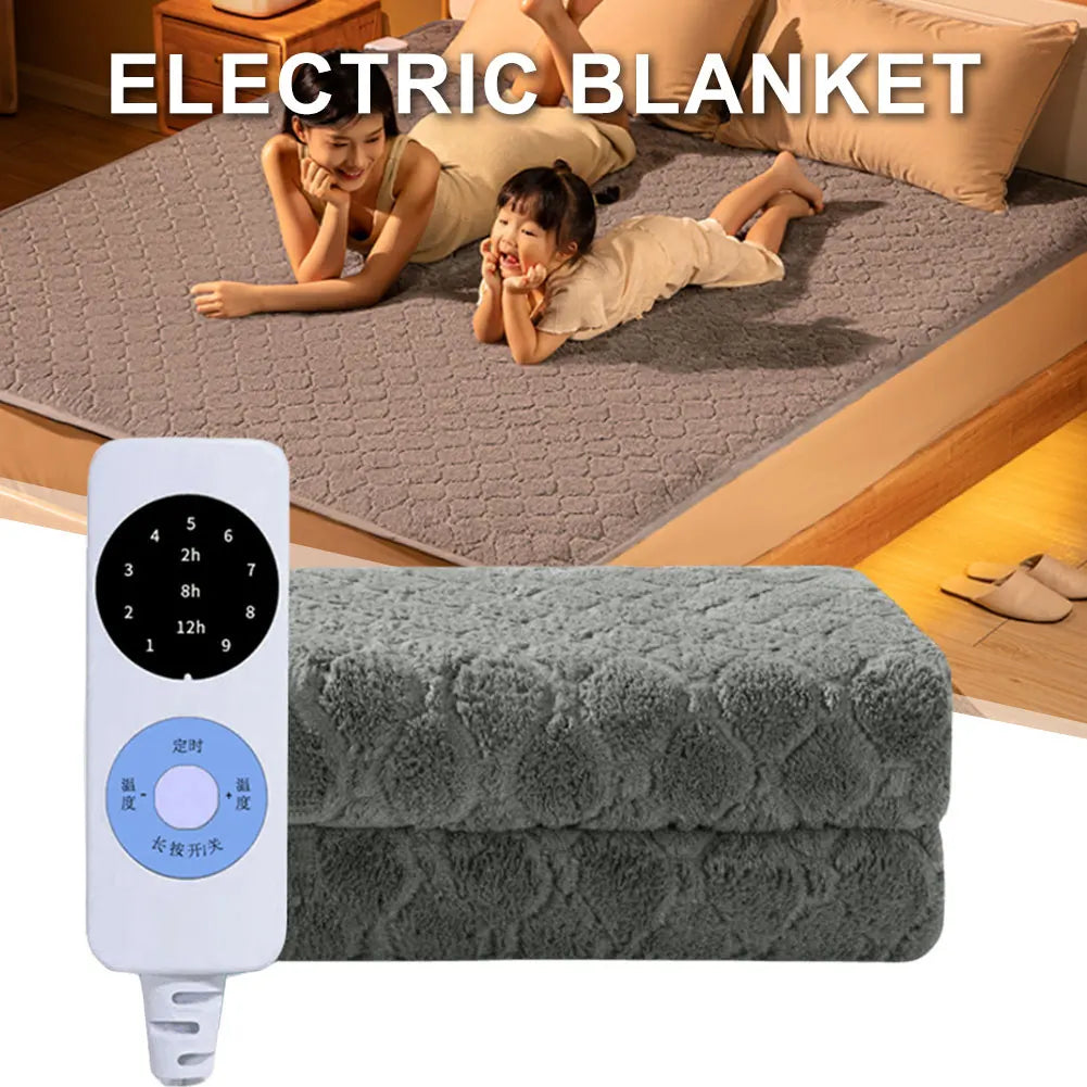 Plush Electric Blanket Double Single Velvet Intelligent Blanket Portable Grey