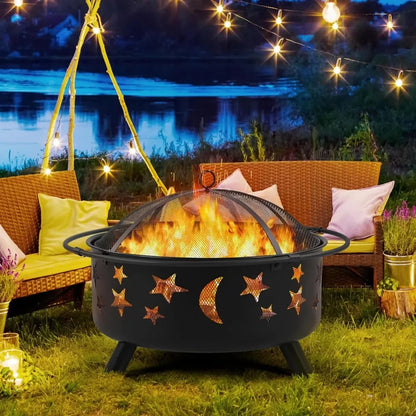 Fire Pit 30in Fire Pits for Outside Wood Burning Outdoor Fireplace with Spark Screen