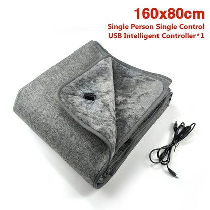 USB Electric Heating Blanket Overheat Protection Plush Winter Warm-up Adjustable Temperature