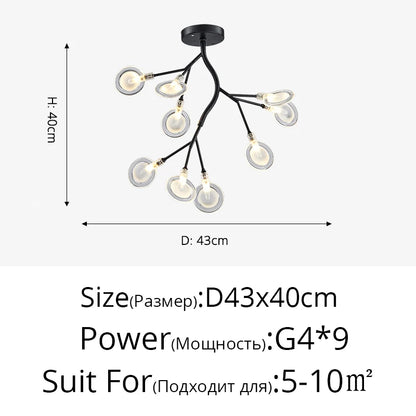 Branch Shape Firefly Ceiling Chandelier for House Baby Kid  Living Room Bedroom Decor G4 Led Lighting Indoor Hanging Lamp