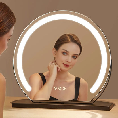40cm Semicircle LED Makeup Mirror Smart Tabletop Vanity Cosmetic For Women Teens Dressing Table With Lights Christmas Gift