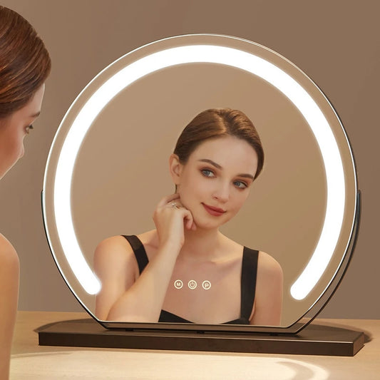 40cm Semicircle LED Makeup Mirror Smart Tabletop Vanity Cosmetic For Women Teens Dressing Table With Lights Christmas Gift