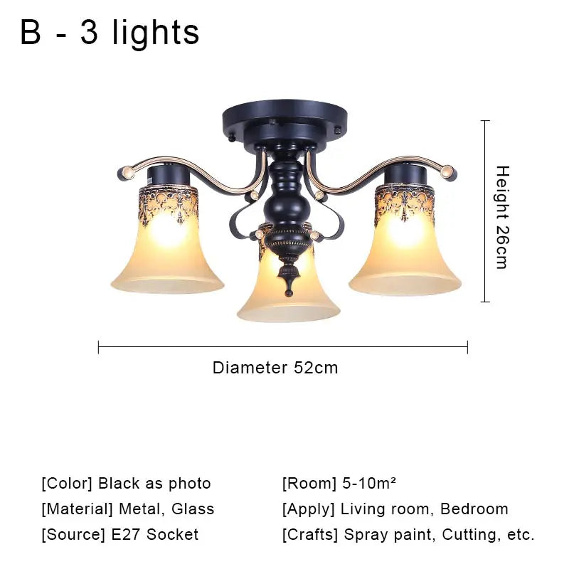 Vintage Chandelier Glass Pendant Lamp Indoor Lighting for Living Room Bedroom Kitchen Lustres Retro Loft Hanging Light Fixture