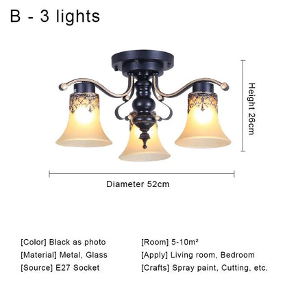 Vintage Chandelier Glass Pendant Lamp Indoor Lighting for Living Room Bedroom Kitchen Lustres Retro Loft Hanging Light Fixture