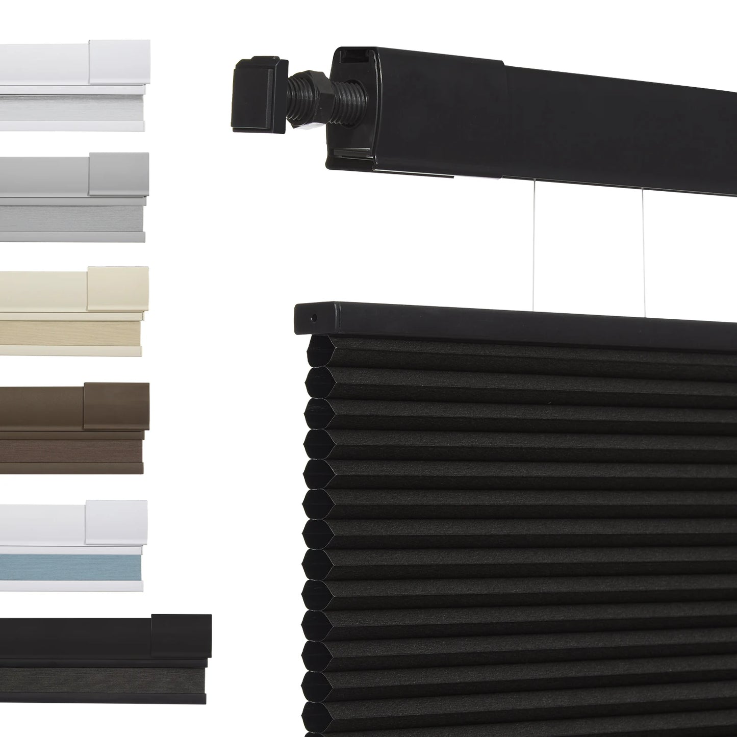 No Tools No Drill Top-Down Bottom Up Honeycomb Blinds for Windows, 1" Cell Fabric Cordless