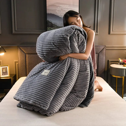 Magic Thicken Corduroy Duvet Cover Set Ultra Soft Velvet Quilt Cover Reversible