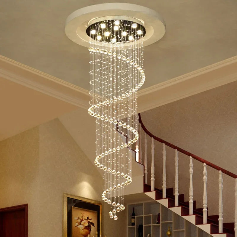 Spiral Crystal LED Ceiling Chandelier Light