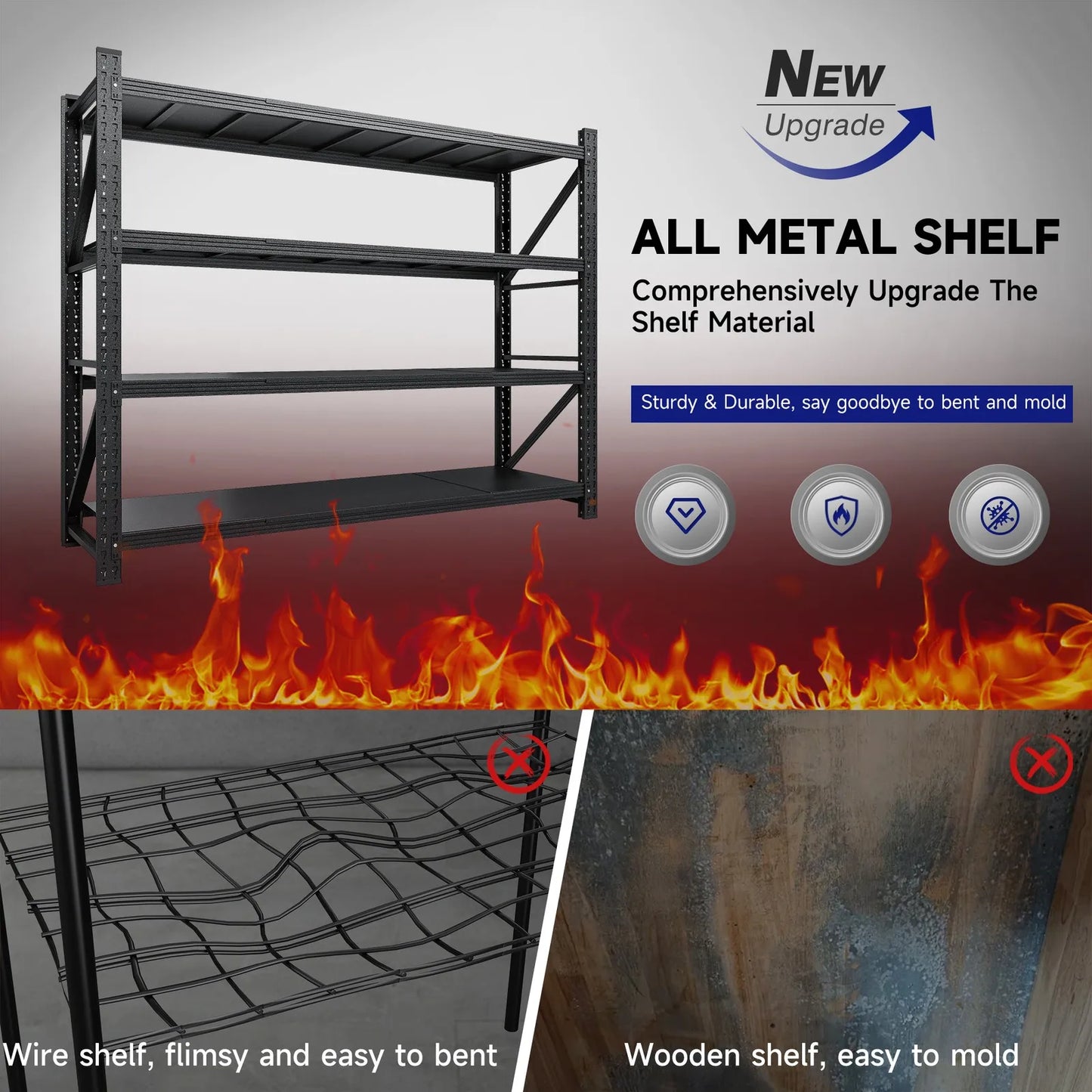 7000lb Heavy Duty Steel Shelves 79"W, Garage/Warehouse/Storage Rack