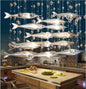 Novel creative crystal glass flying fish chandelier