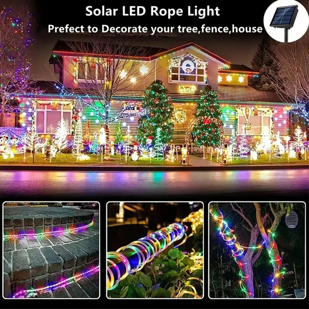 Outdoor Solar Tube Rope Led Light Garden Fairy String Light