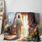 Jesus Christ Resurrection Fleece Blanket Religious Art Design