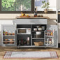 Outdoor Kitchen Island, Rolling Bar Cart & Storage Cabinet, Farmhouse Solid Wood Outdoor Grill Table with Stainless Steel Top,