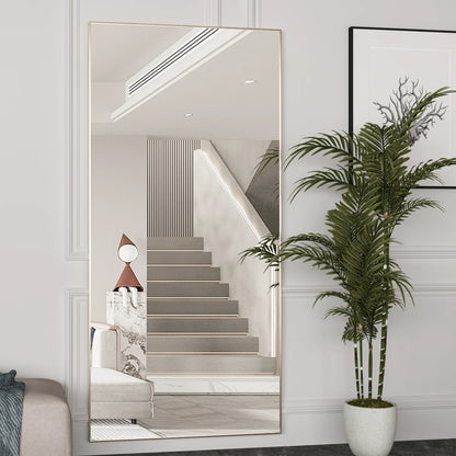 Full Length Mirror 65" * 24 ", Floor Standing Mirror, Black Metal Frame