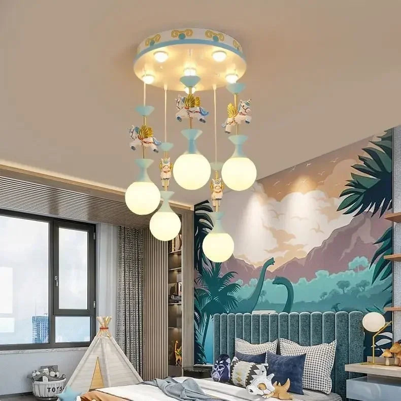 Children's room pendant princess bed cartoon boy girl Nordic creative Pegasus baby lamp