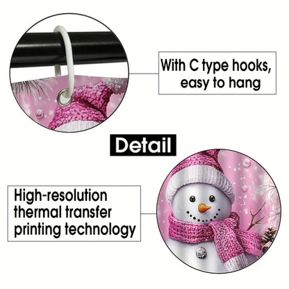 1pcs Christmas Snowman Family Shower Curtain Set