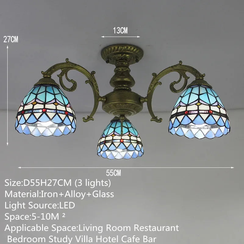 BROTHER Tiffany Chandelier LED American Retro Creativity Living Room Restaurant Bedroom Villa Hotel Cafe Bar Color Pendant Light