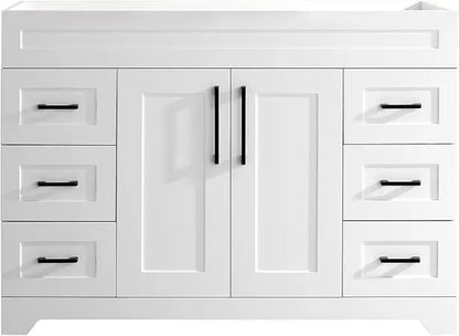 48” Bathroom Vanity White Base Cabinet, Freestanding Single Sink Configuration