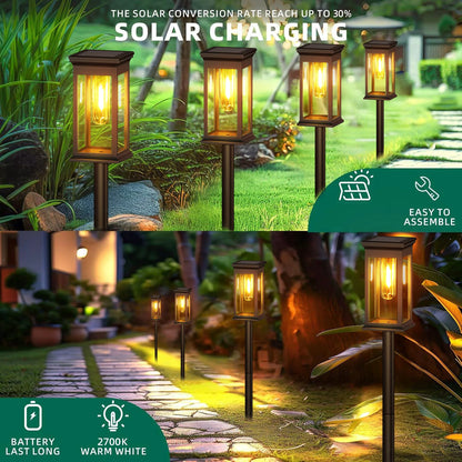 2/6/12 Pack [Upgraded] Solar Lights, 2700K Warm White, Super Bright 12Hrs