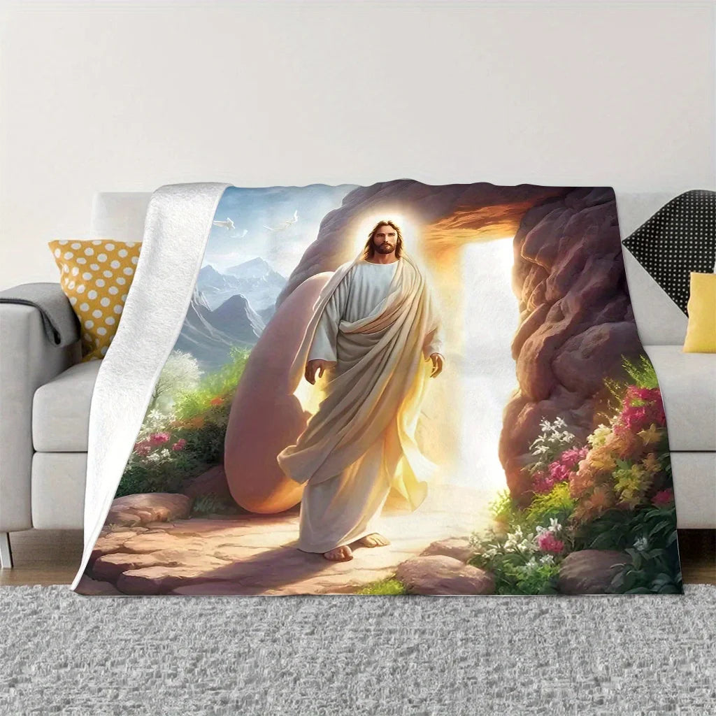 Jesus Christ Resurrection Fleece Blanket Religious Art Design