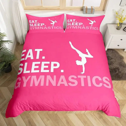 Gymnastics Duvet Cover for Kids Teens Girls Queen Lightweight Quilt Covers