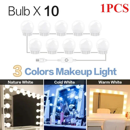 Mirror Light Bulbs Vanity Light USB Power Bathroom Dressing Table Lighting Dimmable LED Vanity Light For Makeup Mirror LED Light