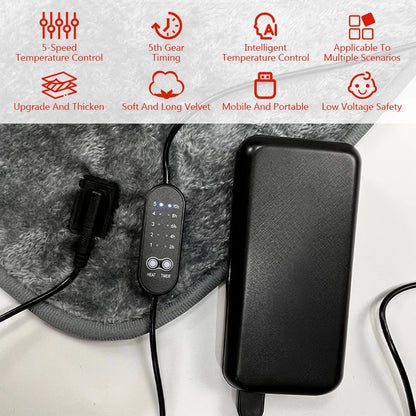 USB Electric Heating Blanket Overheat Protection Plush Winter Warm-up Adjustable Temperature
