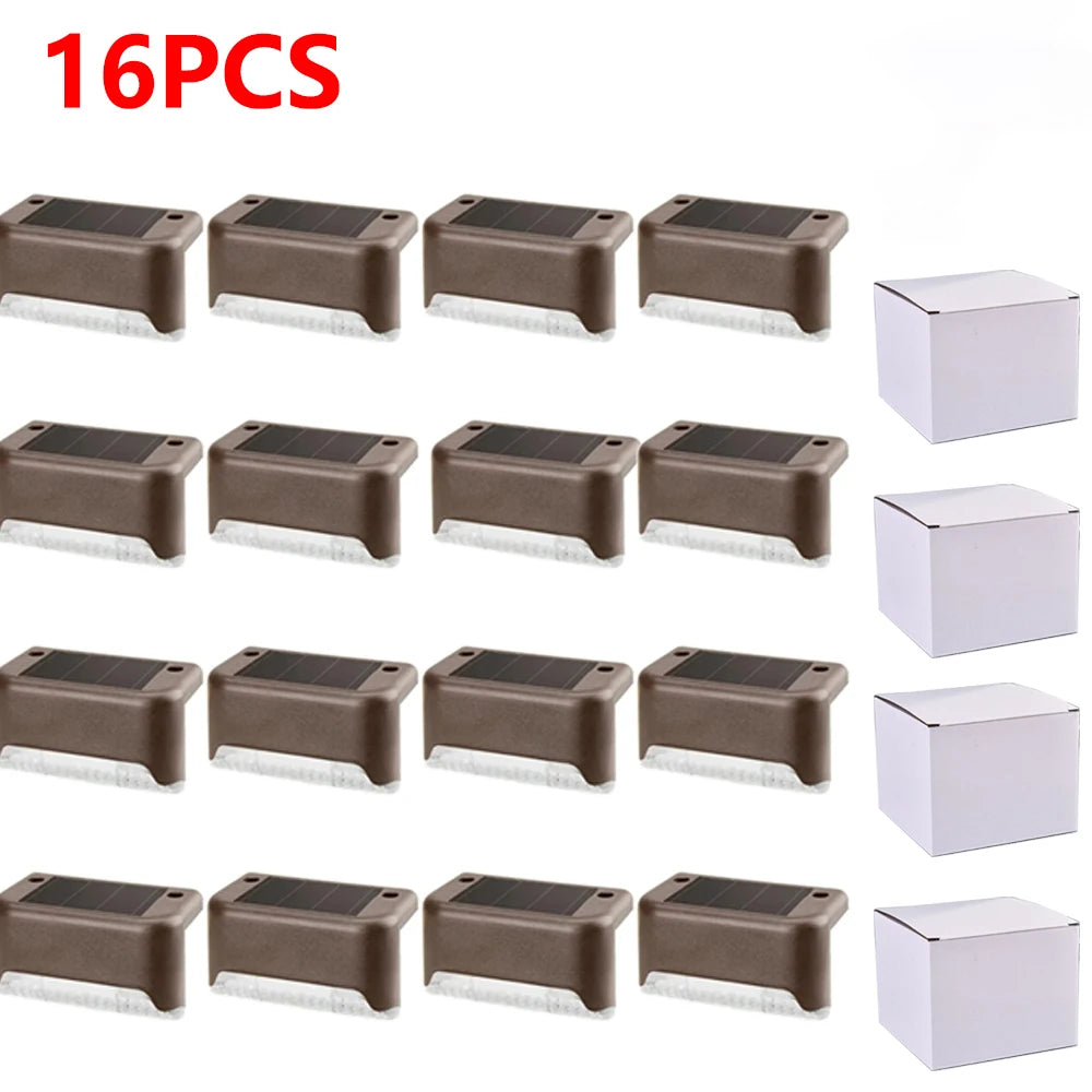 Warm White LED Solar Step Lamp Path Lights Waterproof Balcony, Patio Stair, Fence Light.