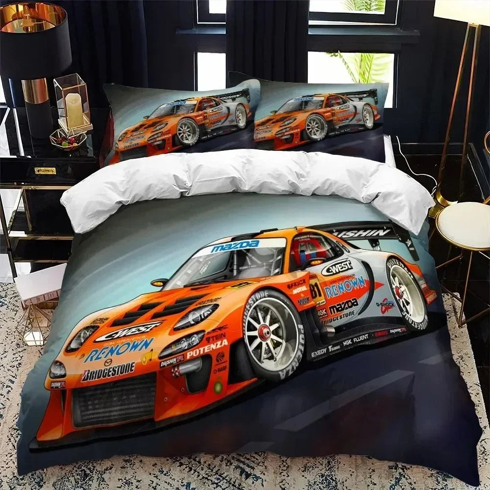 Luxury New 3D Print Sports Car Supercar Bedding Set